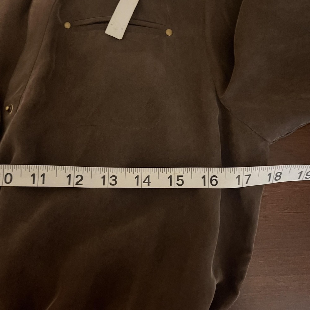 Chico's Shirt Dress Womens 0 Brown Silk V Neck Drawstring 3/4 Sleeve Knee Length - Picture 5 of 6